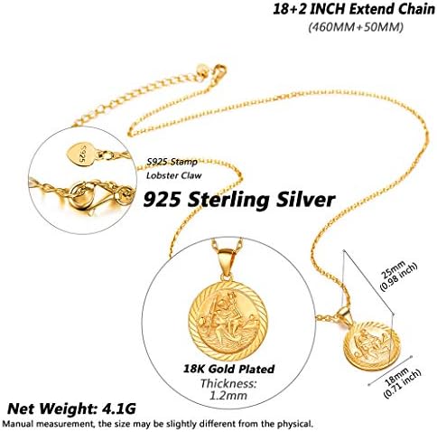 Silvora Saint Christopher/Saint Michael Medal Necklace, Sterling Silver Chic Saint Patron Pendant Jewelry Virgin Mary/Saint Benedict/Elizabeth  Coin Charms for Women Men