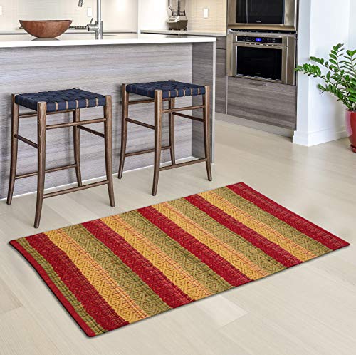 Cotton Rag Rugs 2X3'- Red Combo In Diamond Weave Stripe,Cotton Area Rugs,Indoor Out Door Rugs 2'X3',Rugs For Living Room, Machine Washable Rugs,Hand Woven & Kitchen Entryway Rug,Farmhouse Rug. #TOP27