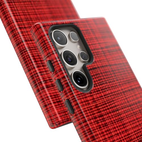 Coque Samsung Galaxy S24 Ultra motif textile écossais rouge rigide - 2