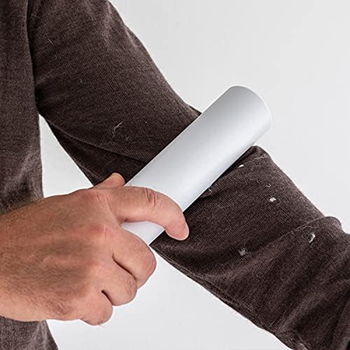 Steamery Lint Brush, Reusable Lint Roller, Pet Hair Remover, Travel Size, Self Cleaning, Rotate to Empty, White