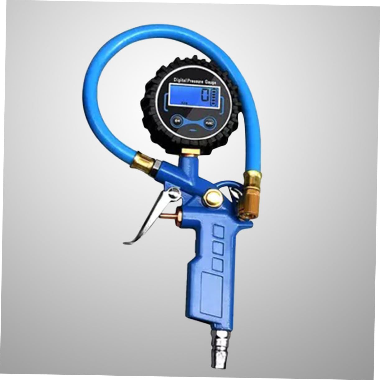 Mikinona Digitales Robustes Reifendruckmessgerät mit Metallchuck Einhändige Bedienung Batteriefrei für Auto Suv Motorrad Fahrrad Genaue Druckanzeige Langlebig Blau