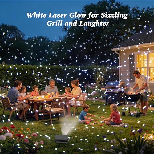 Image of AIRIVO Outdoor Laser Lights Projector, White Laser Fairy Lights Projector, Christmas Snowflake Projector 3 Lighting Modes with Remote Control,Holiday Halloween Decor for Home,Garden, Trees,White Laser