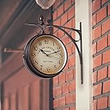 Diseño único -- Este reloj de pared tiene un diseño de de doble cara y rotación de 360 grados, se ve muy exquisito y especial. Le permite leer el tiempo convenientemente. Aporta un toque elegante y retro a hogar