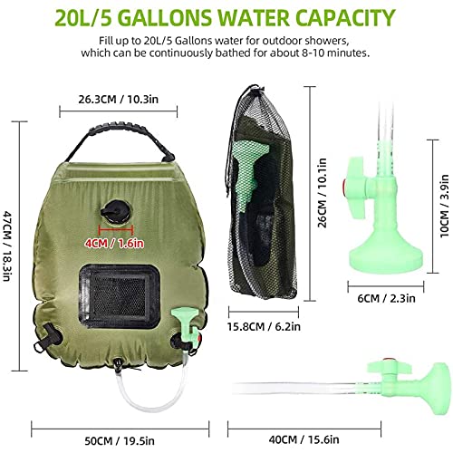 Wassertaschen 20L Outdoor Camping Wandern Solar Duschenbeutel Heizung Camping Dusche Klettern Hydratation Tasche Schlauch Umschaltbare Duschkopf Campingdusche 492 (Color : 20L White)