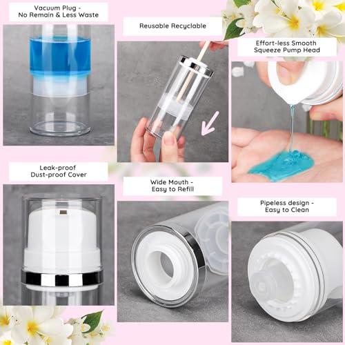 Image of Segbeauty 3.38oz Vacuum Cosmetic Travel Bottle,3Pcs 100ml Airless Pump Bottles Refillable Cosmetic Containers Moisturizer Dispenser Airless Cosmetic Pump Container Travel Pump Bottles for Toiletries