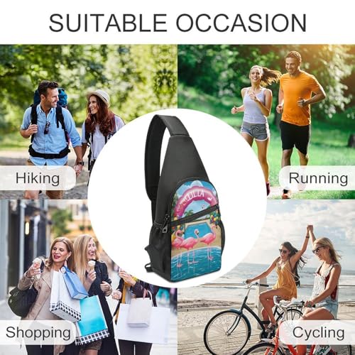 Sling Bag para mujer y hombre con diseño de flamenco y piscina miniatura 5