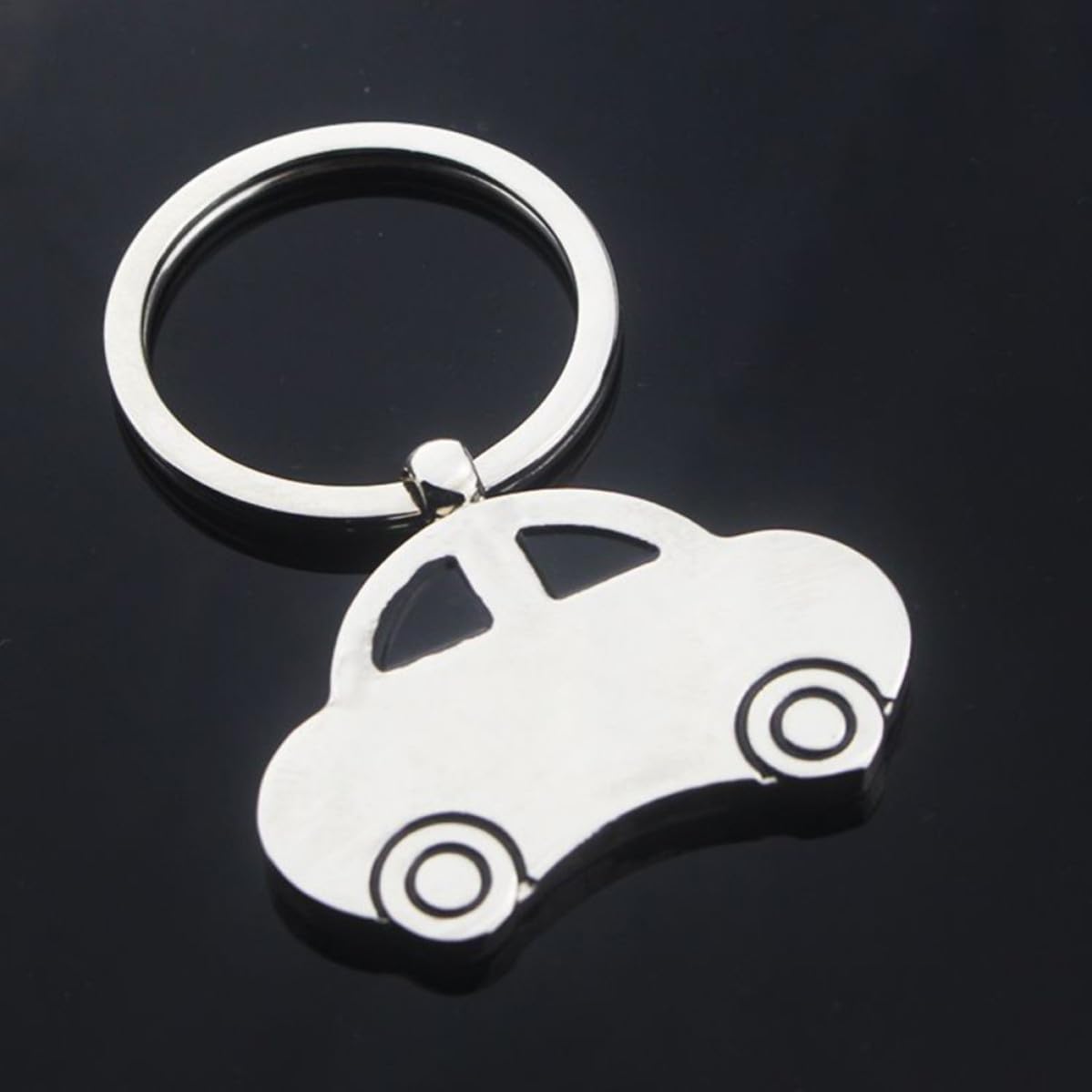 WOONEKY Silver Metal Beetle Car Keychain Pendant Decoration for Bag image 3