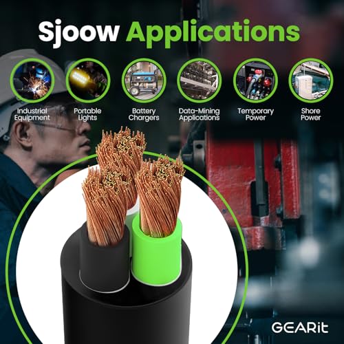 GEARit 25ft 18/3 SJOOW Portable Cord, 18 AWG 3 Conductor 300V Flexible Electrical Cable, Flexible Stranded Copper Power Wire for Portable Lights, Battery Chargers, Control Wiring, Small Tools by GEARit - Used condition - Image 5
