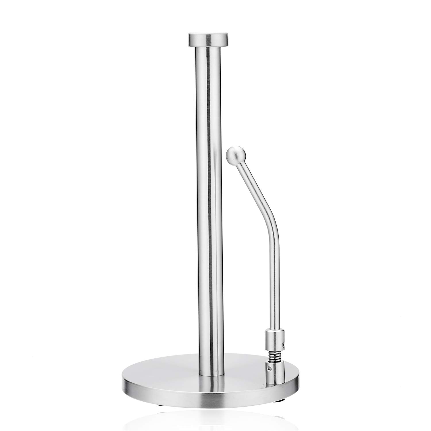 Abuycs Standing Kitchen Roll Dispenser Stainless Steel, Kitchen Roll Tissue Holder Countertop Anti-Slip, One-Handed Operation, Simply Tear Roll Contemporary Paper Towel Holder Napkin Towel Holder