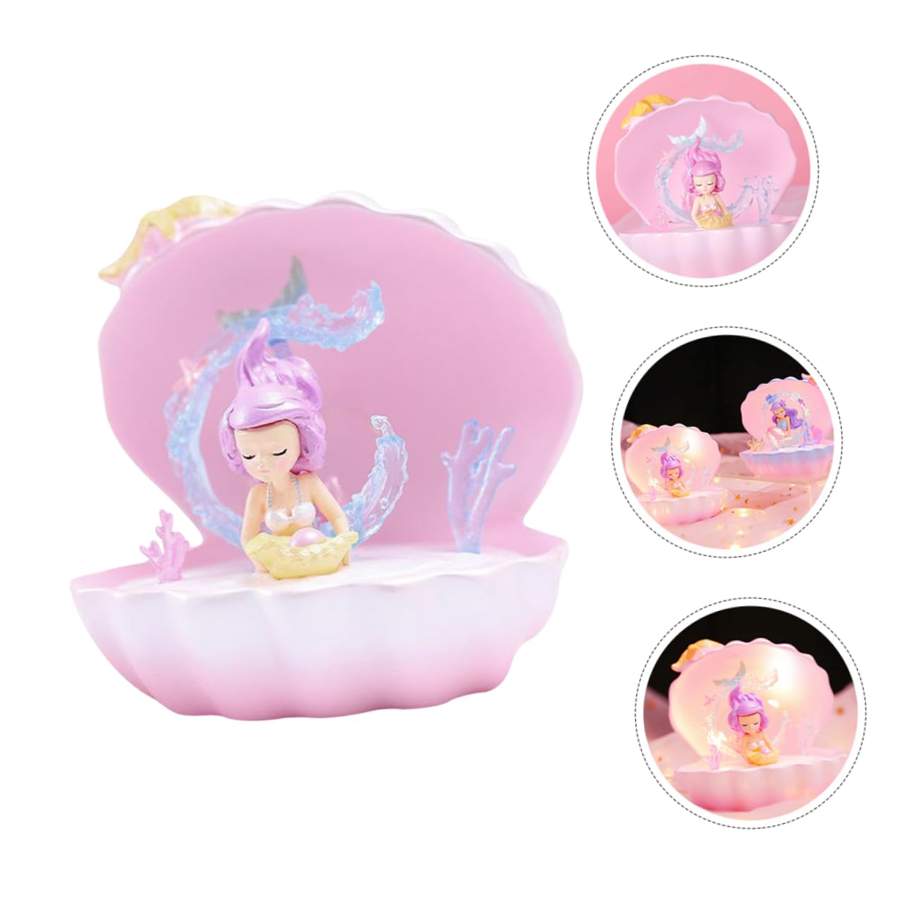 SOLUSTRE Mermaid Shell Night Lamp Decorative Bedside Table Light for Home Bedroom Creative Present for Mermaid Lovers No Battery Required