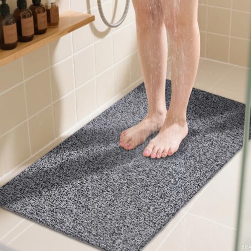 Lista de alfombras antideslizantes ducha superventas - últimas unidades 2 COSYLAND Alfombrilla Ducha Antideslizante 40x60cm – Loofah de PVC Suave, Secado Rápido, Sin Ventosas, para Baño y Ducha – Blanco y Negro