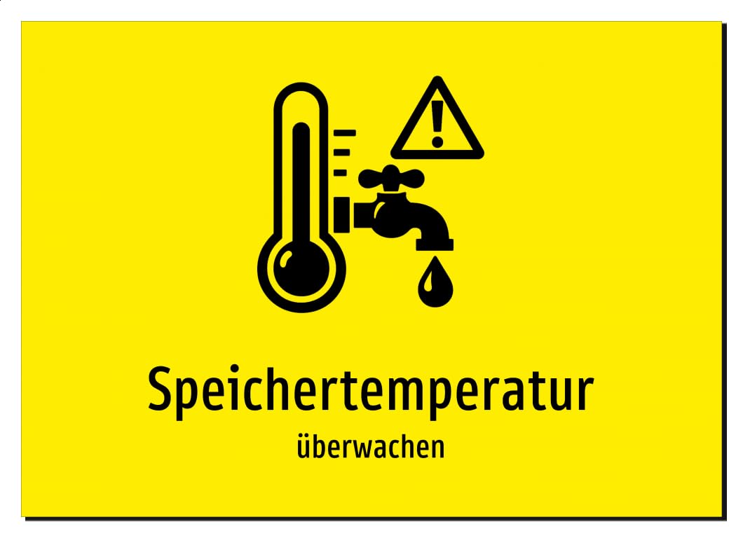 31211-DE-S-09 | Speichertemperatur - überwachen | Aluminiumschild A2, 594 x 420mm | mit Symbolgrafik und Text