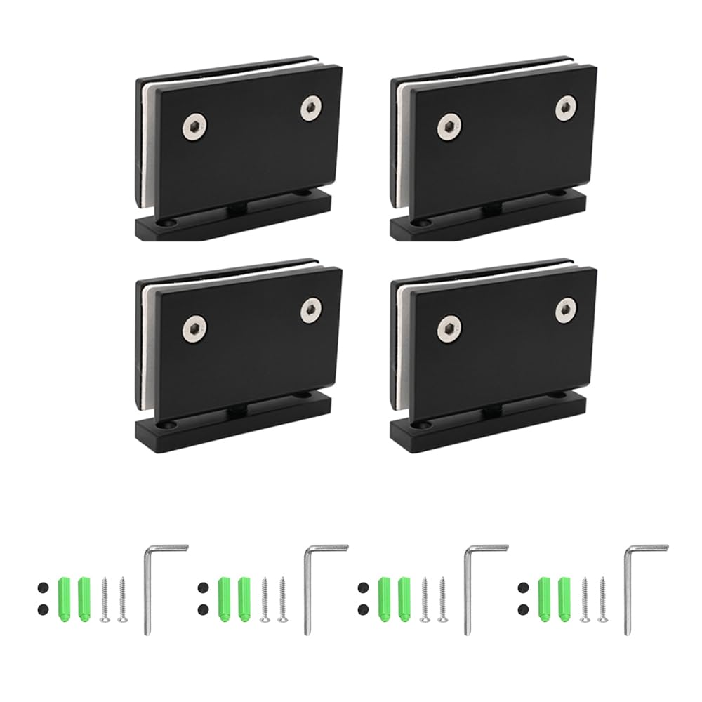 2 cerniere per porte in vetro, cerniere a 360 gradi, cerniere senza cornice, da vetro a vetro, in acciaio inox resistente, per armadietti, vetrine, armadi (rete nera opaca)