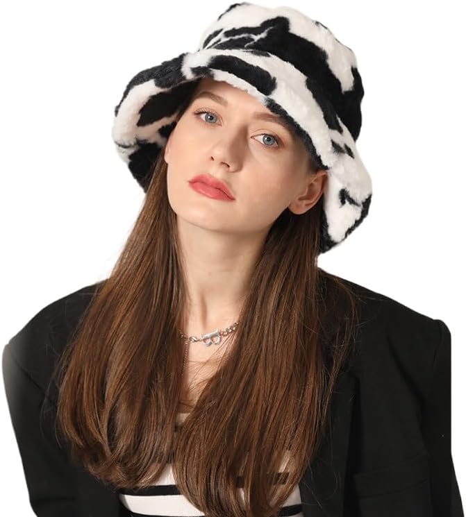 Warm Solid Color Plush hat Women's Winter Versatile Bucket hat