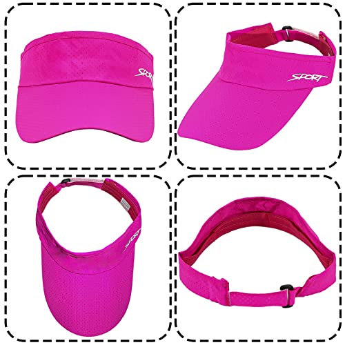 2Pcs Sport Sun Visor Hat For Womens Mens Quick Dry Visor Hats Uv Protection Golf Hat Beach Visor Hats White Rose Red #TOP4