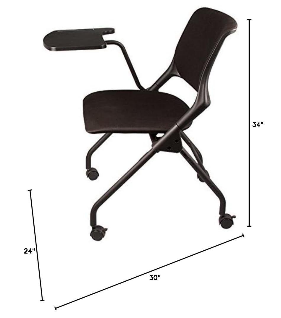 Learniture Upholstered Tablet Arm Mobile Nesting Chair with Flip-Up Seat NOR-SYS3030-SO, Black : Office Products