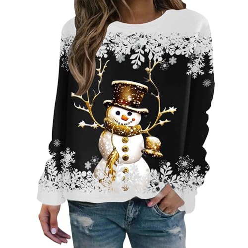 Sweatshirt col rond femme de Noël motif bonhomme de neige