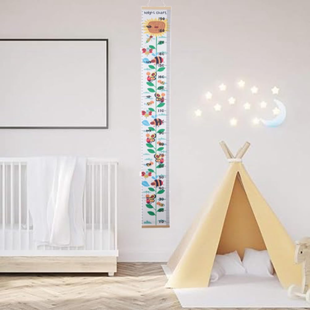 Morxy Grafico Crescita Da Parete Per Bambini – Tela Con Nastro Altezza 1,9m, Unisex, Decorazione Cameretta E Regalo Per Baby Shower - 3