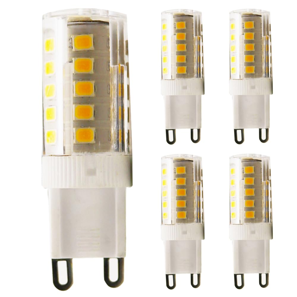 Chao Zan 3W G9 LED Bulb, 360° Wide Beam Angle, No-Flickering, Energy Saving 300 Lumens LED Bulbs, Not Dimmable (Warm White, 5 Count)