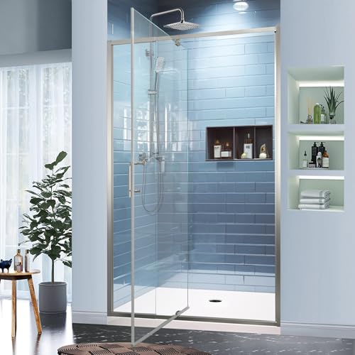 GroGro 38-42' W x 71' H Semi-Frameless Pivot Swing Glass Shower Door,with 1/4'(6mm) Clear SGCC...