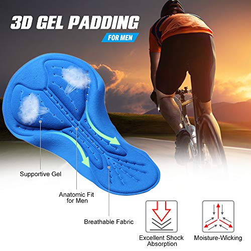Bermuda masculina de ciclismo com gel acolchoado Explopur – Bermuda de compressão de bicicleta MTB d