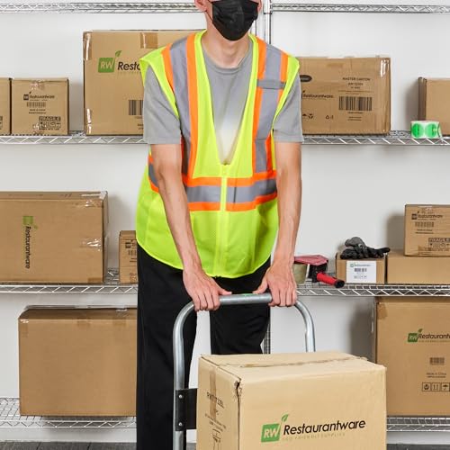 Image of Restaurantware Reflective Safety Vest 20 Count 29.213 x 30.315 Inches High Visibility Multi-Pocket Zipper Front Safety Vest