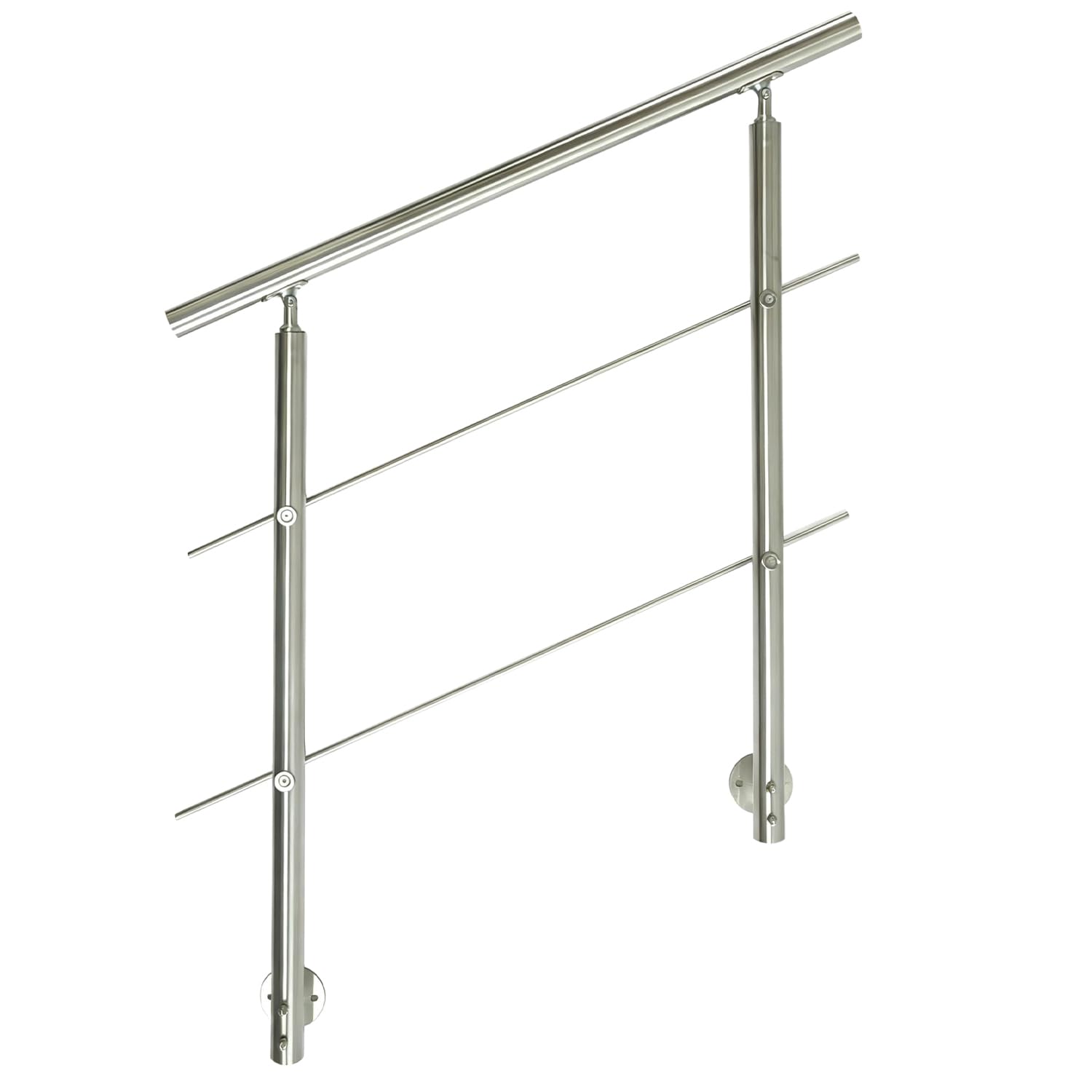 V2A Edelstahl Geländer für Seitliche Montage Treppengeländer 2 Querstreben 100cm Innen Außen Handlauf