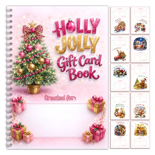 Christmas Gift Card Book for Her, Holiday gift card holder book, Christmas Gift Book with Gift Card Holders, Cute Pink Xmas Gift Card booklet, Xmas Present for Wife Girlfriend Mom