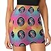 Women's Stretch Athletic Skorts Skirts Trippy Cool Girl Art, High Waisted Tennis Yoga Dance Golf Skirt with Pockets, Flared Active Mini Skirt for All Sports Activities