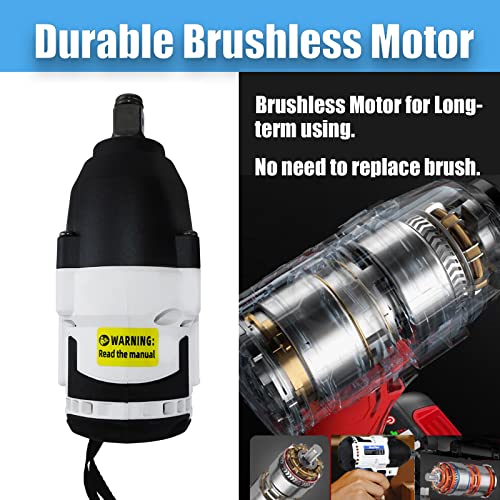 Akku-Schlagschrauber Akkuschrauber bürstenlosem Motor, 2x 6.0Ah Akkus, 4 Stück Steckschlüssel, 12 Bohrer, 420N.m… – Bild 7