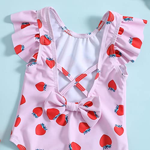 Toddler Girls Ruffles Strawberry Prints 1 Swimwear Beach Swimsuit Bikini Girls Swim Suites4
