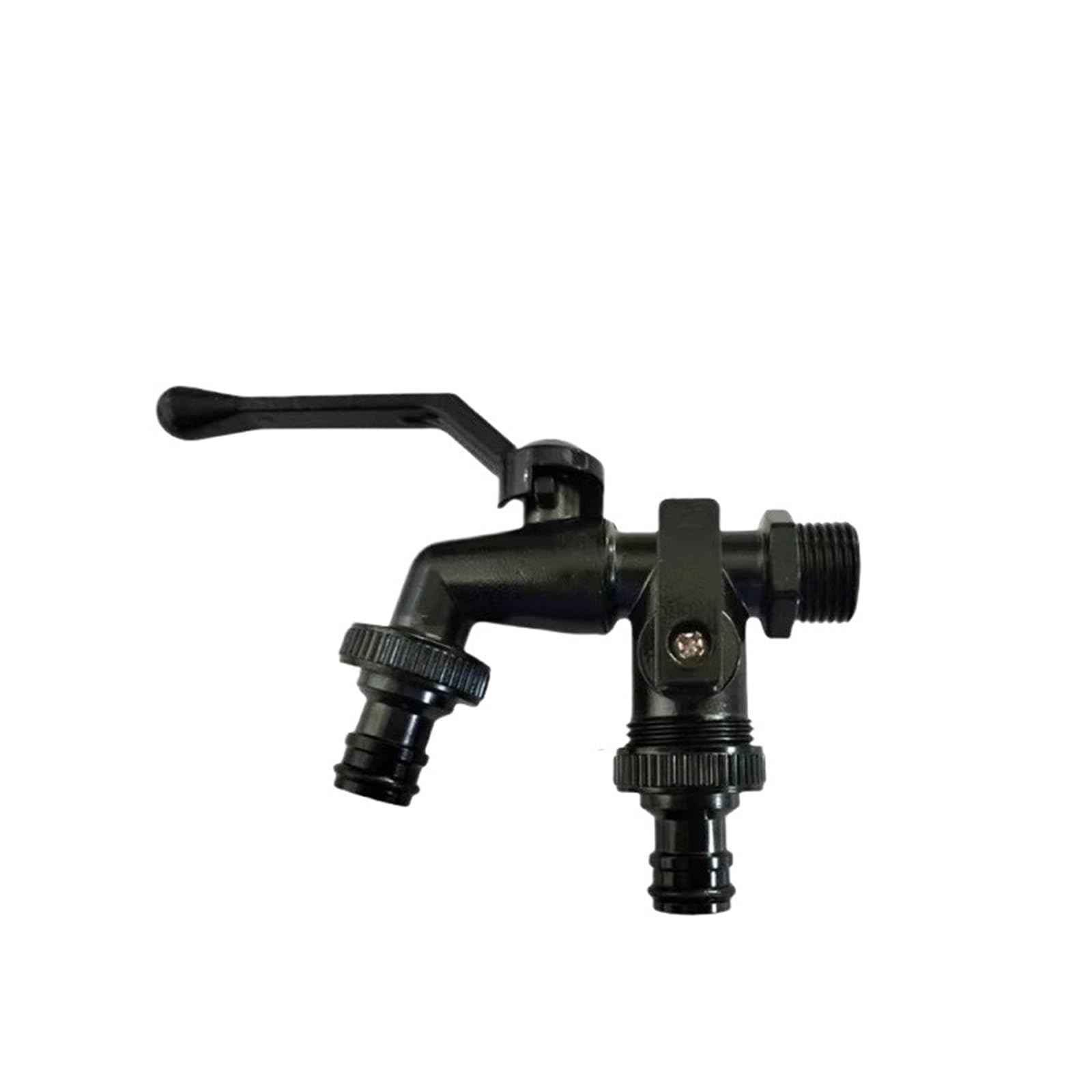 Outside Tap Garden Faucet Outdoor Garden Brass Water Faucet Tap Anti-Freeze Bibcocks with Hose Connector Dual Outlet for Washing Machine(BK with 2 Nipple)
