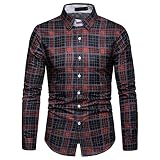 Loeay Hommes d'affaires de qualité Casual Casual Fashion Plaid à Manches Longues Simple Boutonnage Chemises Tops Soutien en Gros comme Image M