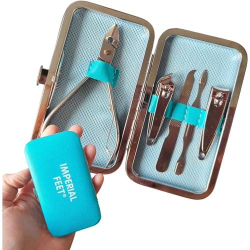 Imperial Feet Set per Pedicure-Kit Completo per la Cura delle Unghie Naturali e in Acrilico con Tagliaunghie, Spingicuticole e Strumenti per la Lucidatura-Esperienza Spa di Manicure e Pedicure a Casa