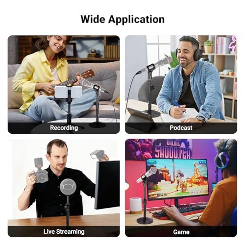 Image of NEEWER Desk Microphone Stand, Adjustable Table Top Mic Holder Mount with Clip and 3 /8 inch to 5 /8 inch Adapter Compatible with Blue Yeti Snowball HyperX QuadCast SoloCast Shure, Max Load 3.3 lbs, MS015