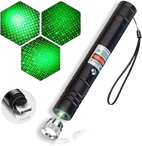 ZENOVA X Linterna de enseñanza con USB, portátil, recargable, de largo alcance, luz verde, multifuncional, pequeña, superbrillante, adecuada para profesores de exhibición al aire libre y de ventas,
