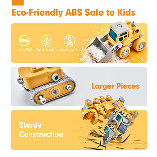 Toys For 5+ Year Old Boys - Take Apart Dinosaur Kids Toys Construction Vehicles 5 In 1 Vehicles Transform Into Dinosaur Robot Stem Building Toy For 5 6 7 8 Year Old Boys Educational Birthday Gift Idea #TOP5