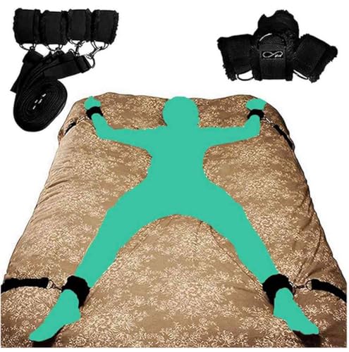 Bed Restraints for Bed Sex Tie Down Straps for Adult Couples Under King Mattress Bed Straps for Adult Play Ankles and Wrist Bondaged Rope Cord & Rope Spreader Bar Handcuff Set for Bedroom Toys Sweater