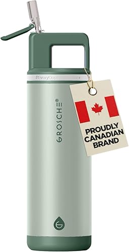 Miniatura 19 de GROSCHE Alpine Flip n' Sip - Botella de agua aislada de 16 onzas para niños, acero inoxidable, a prueba de fugas, con pajilla, perfecta para Azul