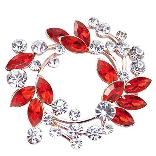 Image of Gyn&Joy Clear Crystal Rhinestone Floral Wreath Pin Brooch BZ005