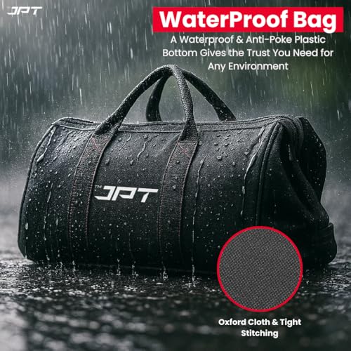 Image of JPT 13-Inch Heavy Duty Tool Bag, Wide Mouth Tool Storage Bag, Large Capacity Tool Tote Bag for Electricians, Power Tools Organizer