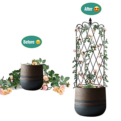 Amagabeli 2 Pack Garden Trellis For Climbing Plants 60" X 18" Rustproof Black Iron Potted Vines Vegetables Vining Flowers Patio Metal Wire Lattices Grid Panels For Ivy Roses Cucumbers Clematis Gt04 #TOP4