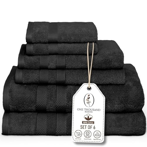 Premium Staple Cotton Bathroom Towel Set - Black 600 GSM