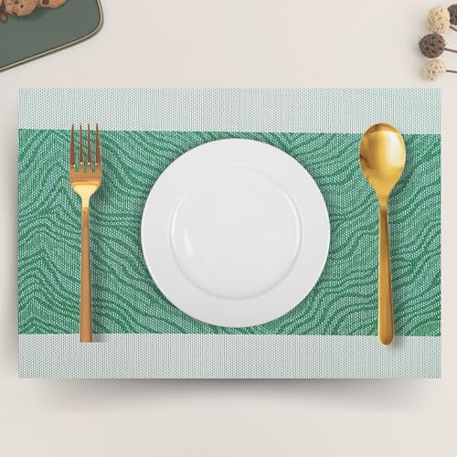 Image of Dining Table Placemats & Runner Set - Heat Resistant, Washable & Stain Resistant Woven Vinyl Mats | Table Runner & 4 Placemats Set for Stylish Dining (45x30 cm Placemats, 180x30 cm Runner)