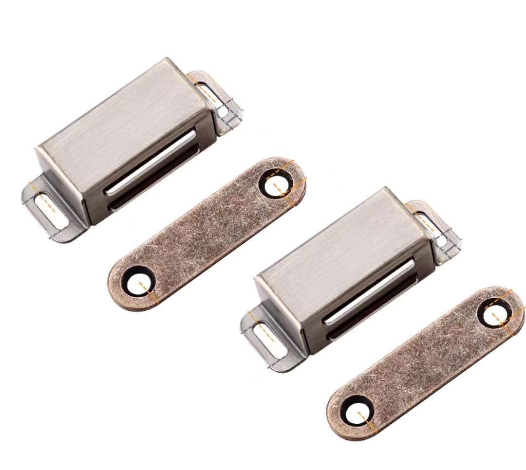 Door Catch, Push Opener,Cupboard Latch,2 Pack Magnetic Catches Latches,Cabinet Magnets RV for Wardrobe Room Kitchen (Color : A, Size L)(A,S)