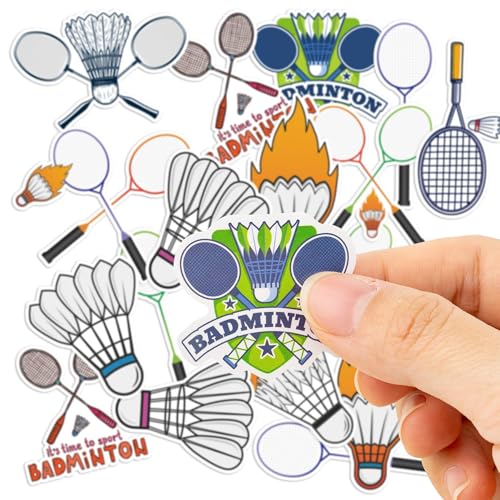 Image of Badminton Sports Sticker Roll - 1000 Pcs Badminton Sport Waterproof Vinyl Reusable Laptop Stickers Coloring Book Scrapbook Water Bottle Page Activity Pad Birthday Party Favors Gift Wrapping