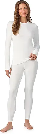 Cuddl Duds Women's Heavyweight Cold Weather Fleece-Lined Thermal Set – Long Sleeve Top & Leggings