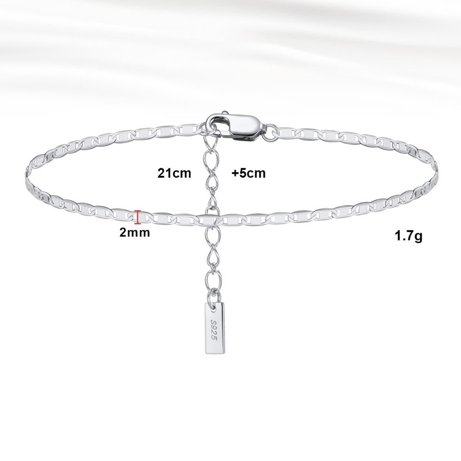 Fußkettchen für Damen Silber 925 Zirkonia, Fußbändchen Lang Tenniskette Schmuck Verstellbar Silber Geburtstagsgeschenk