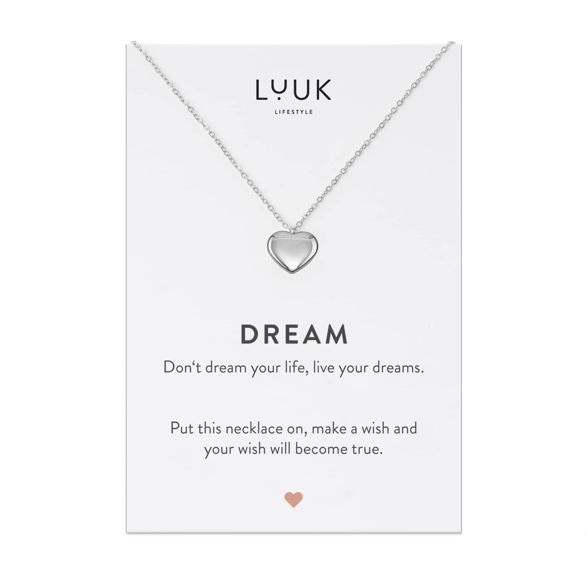 LUUK LIFESTYLE Collana con Ciondolo Diverso con carta HAPPINESS, 50cm | Ciondolo Diverso, Acciaio Inossidabile, Impermeabile, Ipoallergenico, Catena Regolabile, Idea Regali donna, Lei