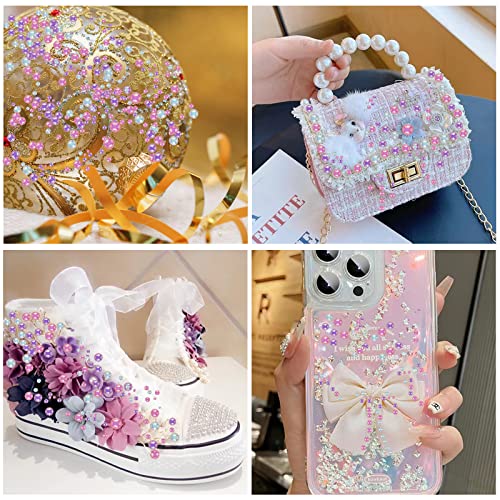 Bedeone 100G Mix Flatback Pearl For Crafts, 3-10 Mm Mixed Size Half Pearl For Crafts, Half Pearl Rhinestones For Nail Art Clothes Shoes Diy Decoration (Pink Purple Blue Series) #TOP5